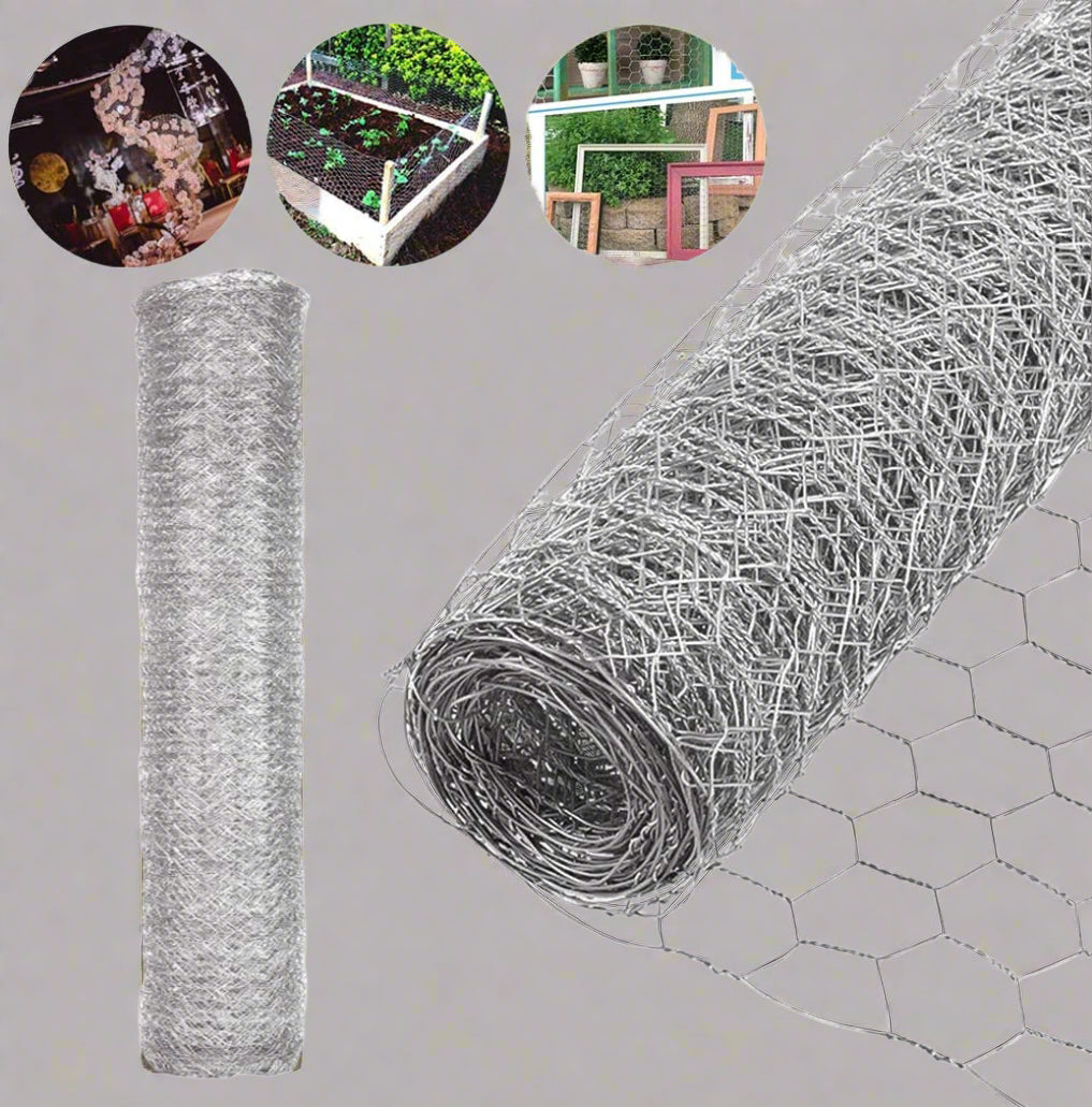 "5 FT x 100 FT Chicken Poultry Wire Fence Roll 320635"

"20 Gauge Hexagonal Wire Mesh for Poultry and Gardens"

"Durable Galvanized Chicken Wire Fence for Outdoor Use"