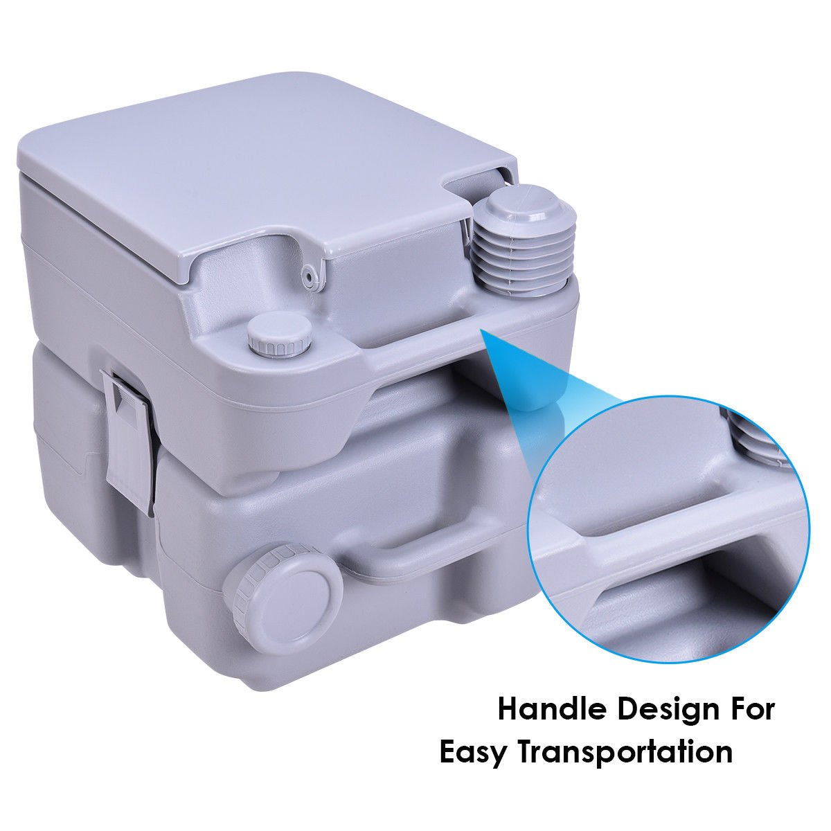 “5-gallon portable camping toilet with detachable tank”

“Gray and purple travel toilet for indoor and outdoor use”

“Compact portable toilet setup with flush handle and waste container”

“20L outdoor toilet with carry handle for RV and camping”

“Leak-proof portable toilet with sealing valve for odor control”