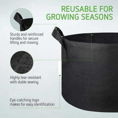 NEW 5 GALLON GROW BAG FABRIC POTTING PLANT 5GGBP - with | Sold by Uncle Wiener's Wholesale