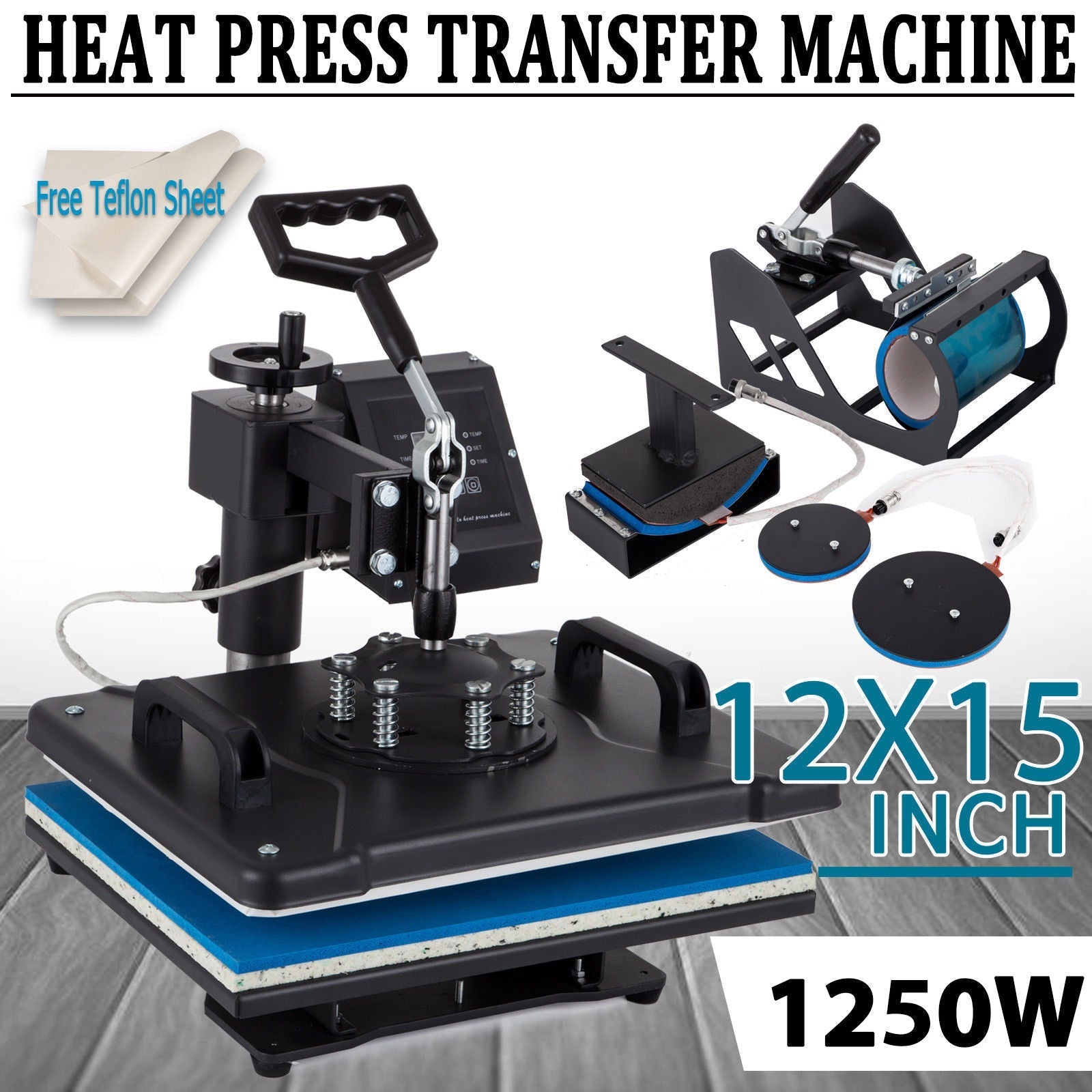 New 5 - in - 1 Heat Press Machine – Swing Away Sublimation Press for T-Shirts, Hats, Mugs & Plates HP5IN1H - with | Sold by Uncle Wiener's Wholesale