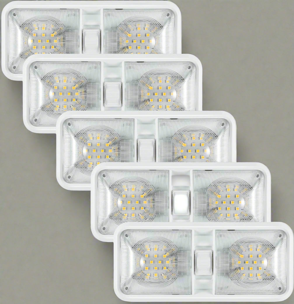 "5 Pack RV Interior 12V LED Dome Lights with Switch"

"Energy-Efficient 12V LED Trailer Light Pack"

"Motorhome Interior Cool White LED Ceiling Lights"

"Camper and Trailer Interior Lighting Kit 5 Pack"