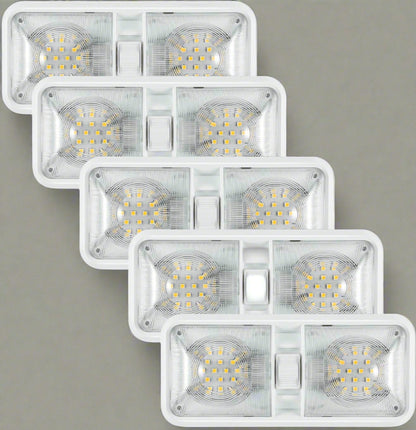 "5 Pack RV Interior 12V LED Dome Lights with Switch"

"Energy-Efficient 12V LED Trailer Light Pack"

"Motorhome Interior Cool White LED Ceiling Lights"

"Camper and Trailer Interior Lighting Kit 5 Pack"