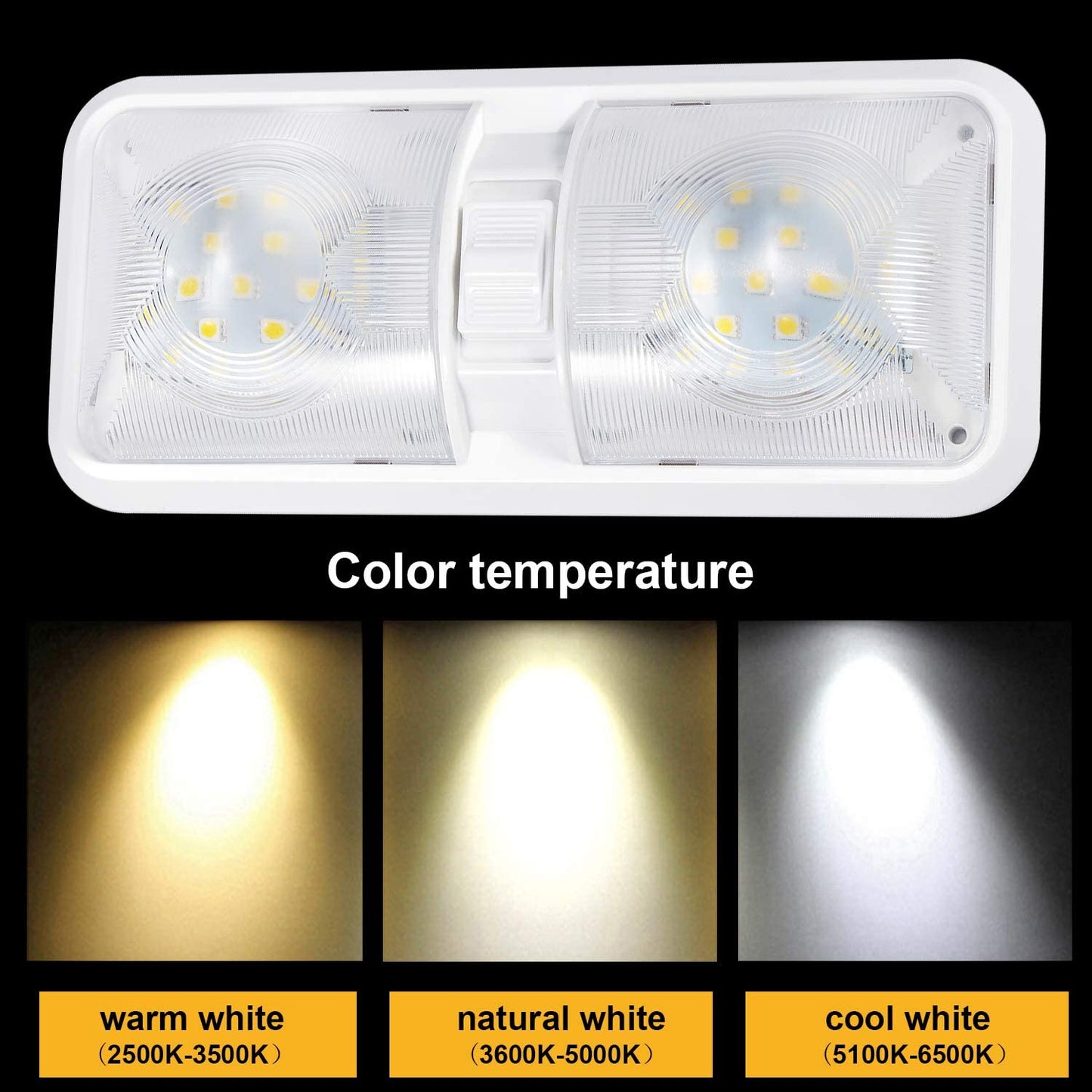 "5 Pack RV Interior 12V LED Dome Lights with Switch"

"Energy-Efficient 12V LED Trailer Light Pack"

"Motorhome Interior Cool White LED Ceiling Lights"

"Camper and Trailer Interior Lighting Kit 5 Pack"