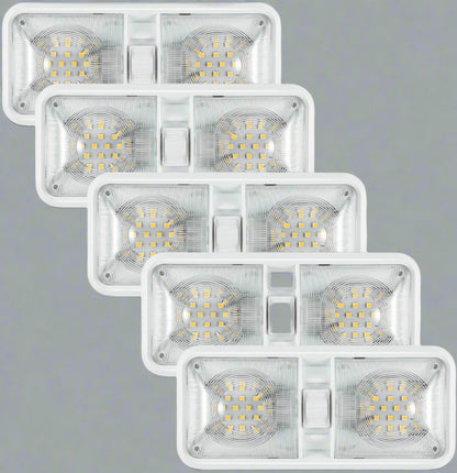"5 Pack RV Interior 12V LED Dome Lights with Switch"

"Energy-Efficient 12V LED Trailer Light Pack"

"Motorhome Interior Cool White LED Ceiling Lights"

"Camper and Trailer Interior Lighting Kit 5 Pack"