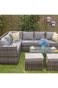 5-Piece Outdoor Patio Sofa Set – Resin Wicker & Steel Frame with Table and Ottomans | SKU 5233051
