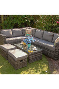 5-Piece Outdoor Patio Sofa Set – Resin Wicker & Steel Frame with Table and Ottomans | SKU 5233051
