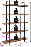 "5-tier rustic industrial bookshelf with wood shelves and black metal frame – Model RBSRW"