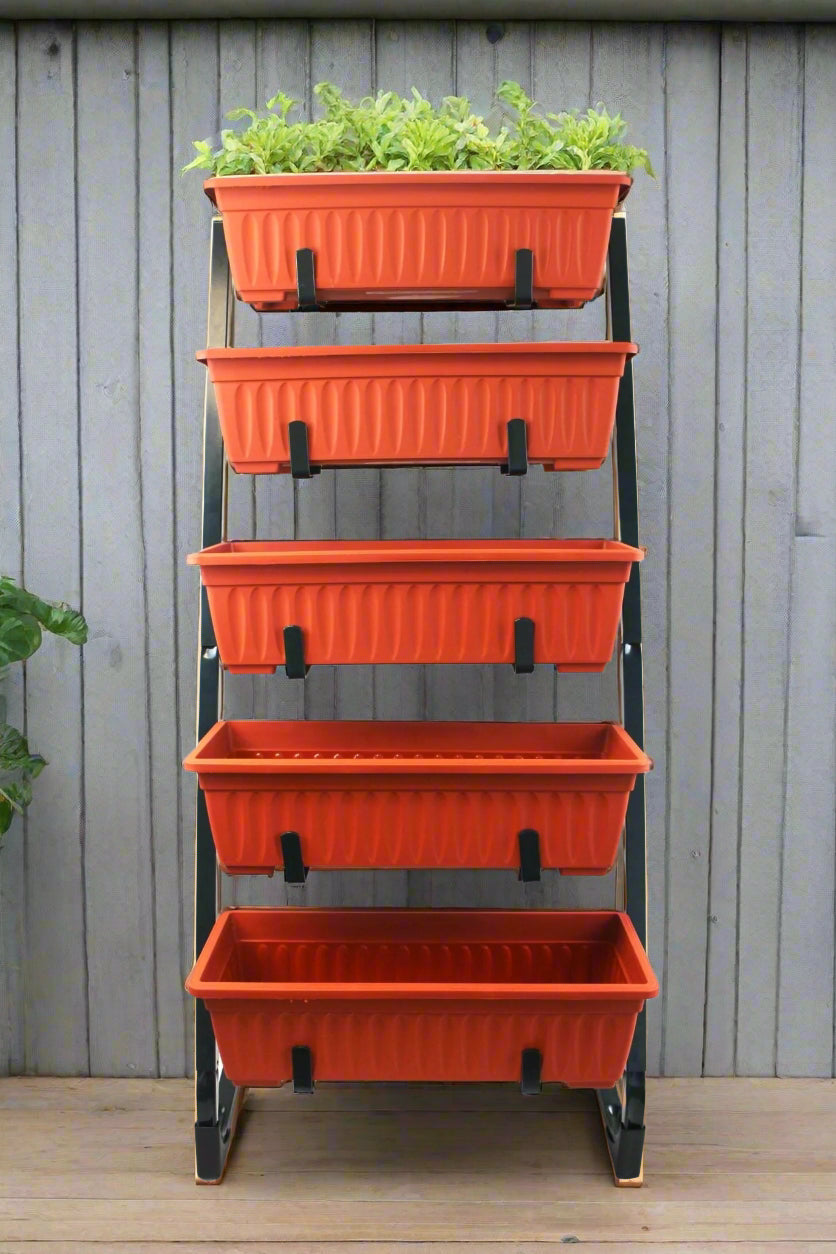 5 Tier Vertical Garden Planter Box with Food-Grade Bins – Space Saving Patio Planter