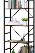 New 5 - Tier Industrial Bookshelf – Rustic Wood & Metal Frame Tall Storage Bookcase – Model TLSF05 - with | Sold by Uncle Wiener's Wholesale