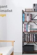 5-tier industrial bookshelf with rustic wood and black metal frame – Model TLSF05
Tall freestanding open shelf bookcase for living room or office
