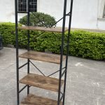 5-tier industrial bookshelf with rustic wood and black metal frame – Model TLSF05
Tall freestanding open shelf bookcase for living room or office