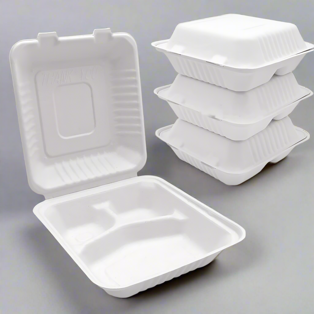NEW (50) FOOD TAKE OUT TRAY COMPARTMENT CLAM SHELL - with | Sold by Uncle Wiener's Wholesale