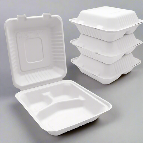 NEW (50) FOOD TAKE OUT TRAY COMPARTMENT CLAM SHELL - with | Sold by Uncle Wiener's Wholesale