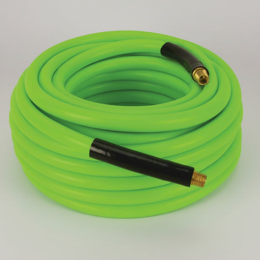 Green hybrid 50 ft air hose with brass fittings
All-weather rubber and PVC air hose coiled
Durable air compressor hose in 3/8 inch and 1/2 inch sizes