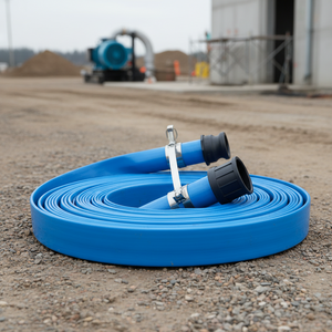 50 FT PVC Layflat Discharge Water Hose with Fittings – Heavy-Duty Irrigation & Pump Hose