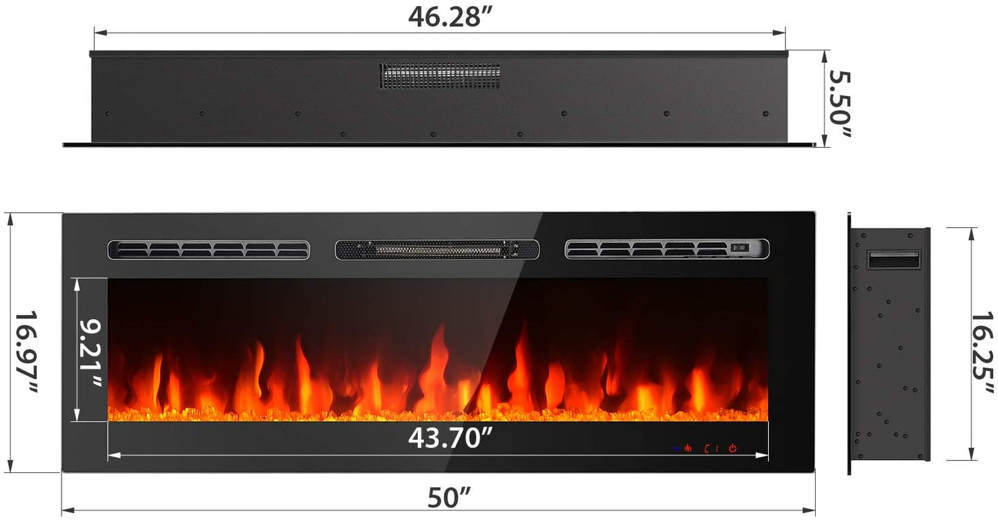 NEW 50 IN RECESSED ELECTRIC FIREPLACE 1500W & REMOTE WITH HEATER LED - with | Sold by Uncle Wiener's Wholesale