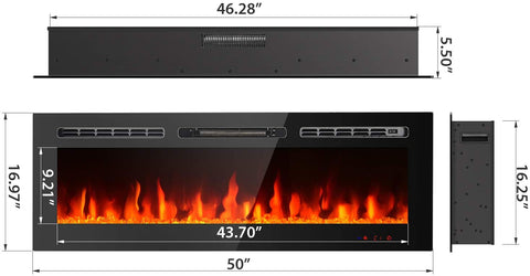 NEW 50 IN RECESSED ELECTRIC FIREPLACE 1500W & REMOTE WITH HEATER LED - with | Sold by Uncle Wiener's Wholesale