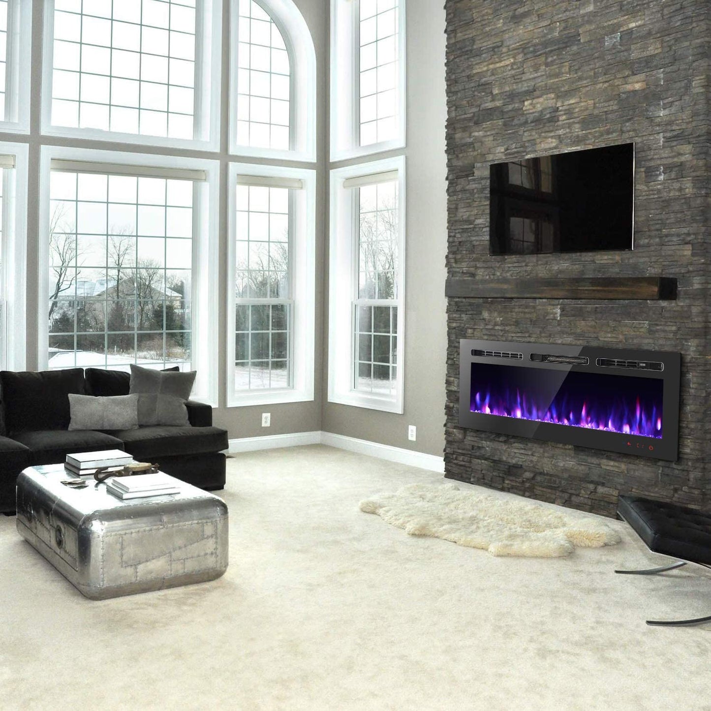 NEW 50 IN RECESSED ELECTRIC FIREPLACE 1500W & REMOTE WITH HEATER LED - with | Sold by Uncle Wiener's Wholesale