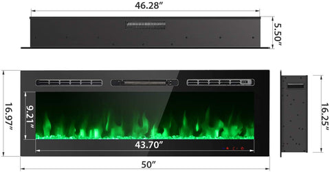 NEW 50 IN RECESSED ELECTRIC FIREPLACE 1500W & REMOTE WITH HEATER LED - with | Sold by Uncle Wiener's Wholesale