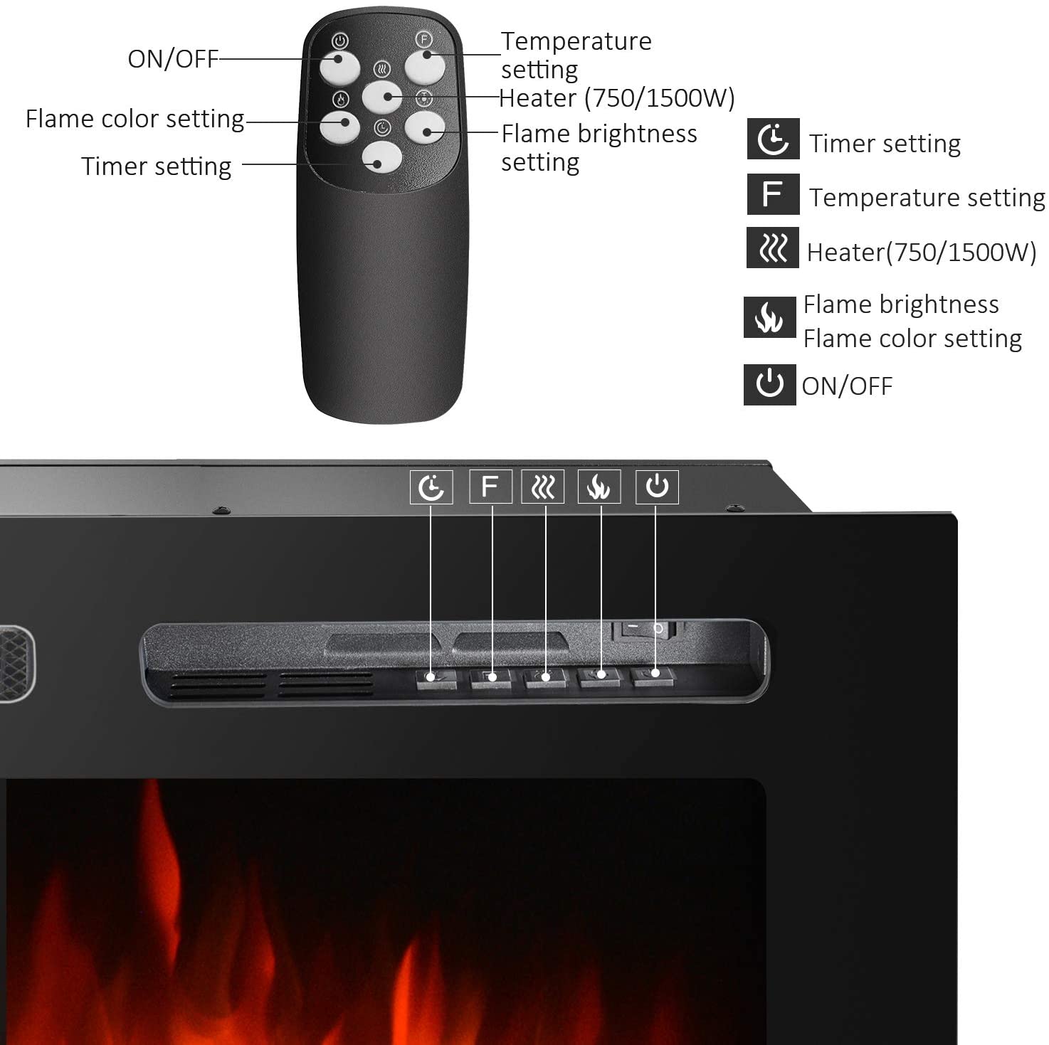 NEW 50 IN RECESSED ELECTRIC FIREPLACE 1500W & REMOTE WITH HEATER LED - with | Sold by Uncle Wiener's Wholesale