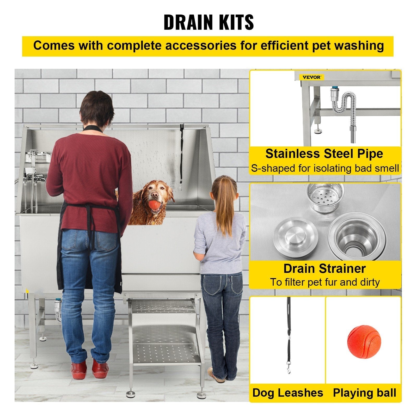 stainless steel dog grooming tub with ramp
pet grooming bath station 50 inch
professional dog bathtub with sprayer
sliding door dog grooming tub
pet grooming tub for commercial use