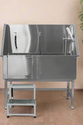 stainless steel dog grooming tub with ramp
pet grooming bath station 50 inch
professional dog bathtub with sprayer
sliding door dog grooming tub
pet grooming tub for commercial use