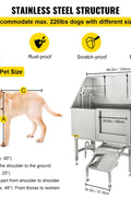 stainless steel dog grooming tub with ramp
pet grooming bath station 50 inch
professional dog bathtub with sprayer
sliding door dog grooming tub
pet grooming tub for commercial use
