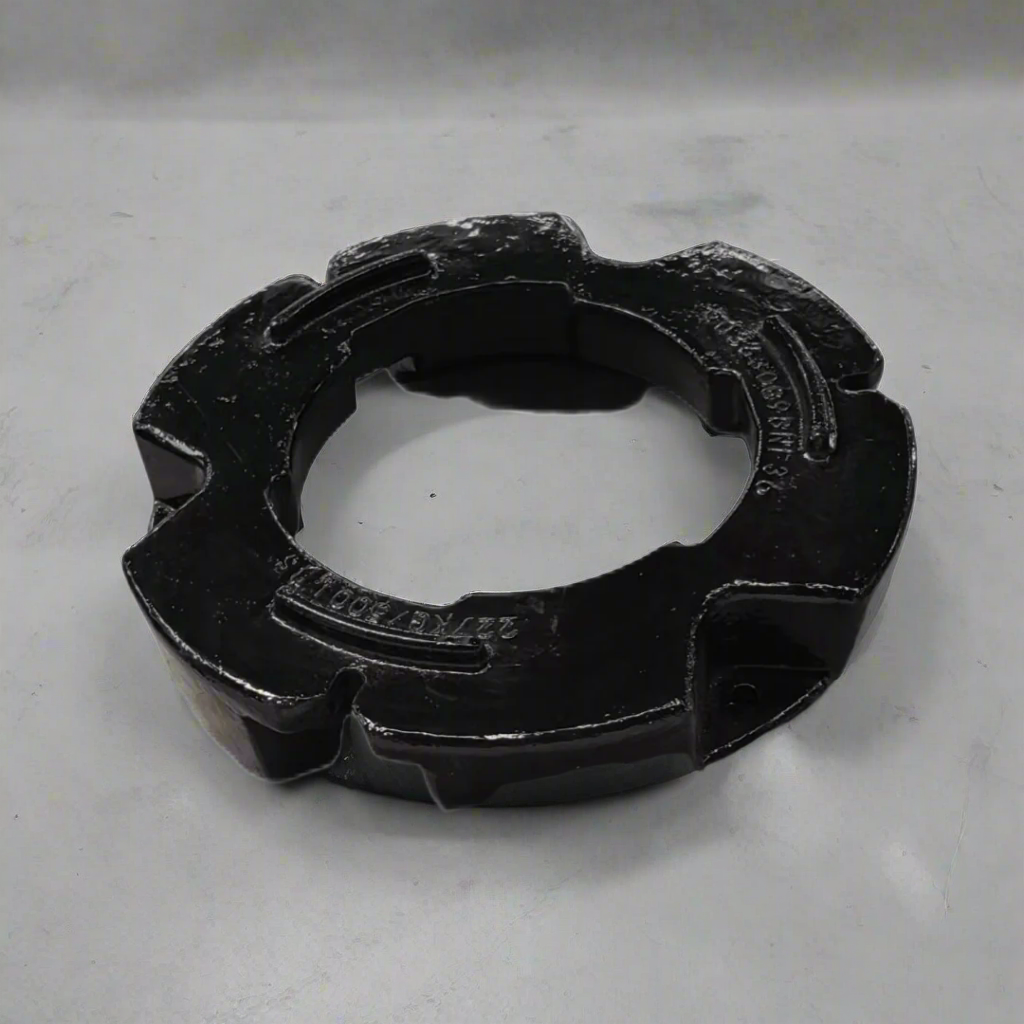 500 lb stacking wheel weight for Case IH and New Holland tractors
Side view of a cast iron tractor wheel weight
Rear view of mounting bolt pattern
Stacked OEM-style tractor weights
Painted and raw versions of the wheel weight