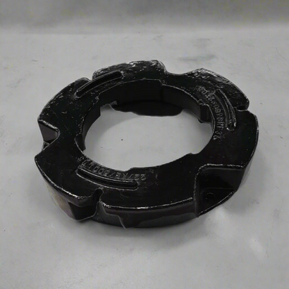 500 lb stacking wheel weight for Case IH and New Holland tractors
Side view of a cast iron tractor wheel weight
Rear view of mounting bolt pattern
Stacked OEM-style tractor weights
Painted and raw versions of the wheel weight
