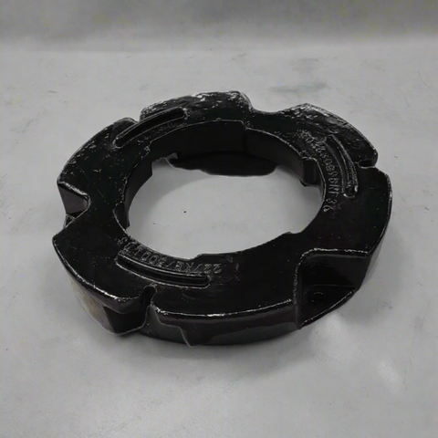 500 lb stacking wheel weight for Case IH and New Holland tractors
Side view of a cast iron tractor wheel weight
Rear view of mounting bolt pattern
Stacked OEM-style tractor weights
Painted and raw versions of the wheel weight