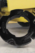 500 lb stacking wheel weight for Case IH and New Holland tractors
Side view of a cast iron tractor wheel weight
Rear view of mounting bolt pattern
Stacked OEM-style tractor weights
Painted and raw versions of the wheel weight