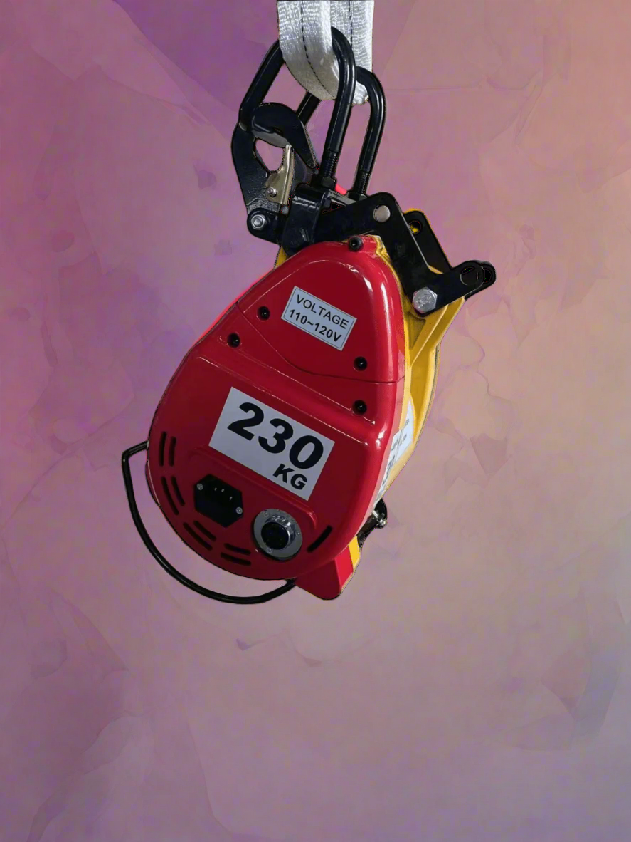 500 lb electric wire rope hoist with steel hook for garage use

Overhead crane hoist 110V with compact body design

Red electric shop hoist 500 lbs capacity for lifting

110V electric hoist with heavy-duty safety hook