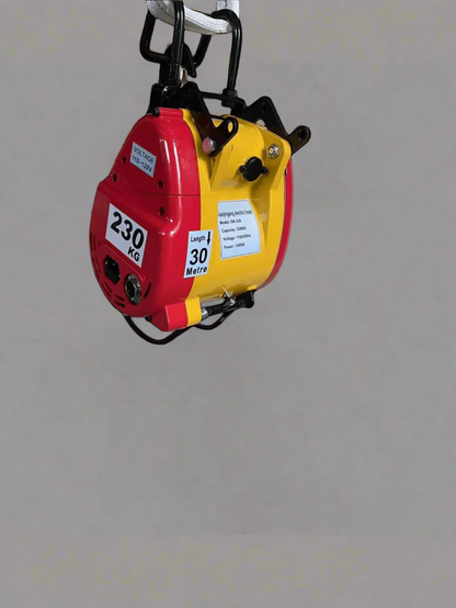 500 lb electric wire rope hoist with steel hook for garage use

Overhead crane hoist 110V with compact body design

Red electric shop hoist 500 lbs capacity for lifting

110V electric hoist with heavy-duty safety hook