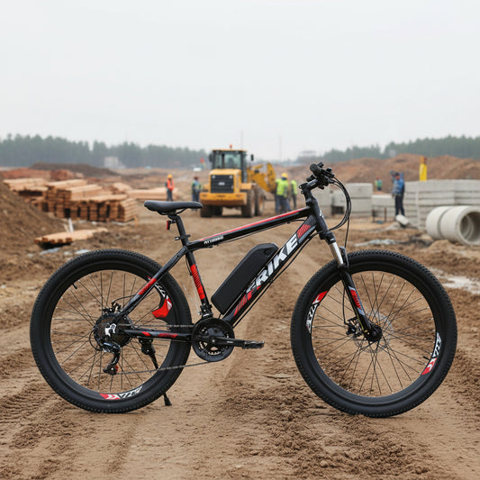 500W electric mountain bike with 26 inch wheels and disc brakes
Rear hub motor and 48V battery mounted on aluminum frame
Side view of electric mountain bike with front suspension
Handlebar and display panel of 21-speed electric bike
29 inch aluminum electric bike with 48V lithium battery