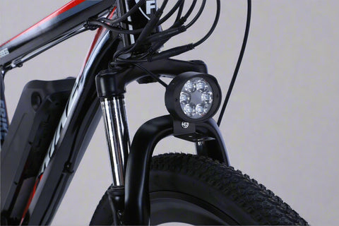500W electric mountain bike with 26 inch wheels and disc brakes
Rear hub motor and 48V battery mounted on aluminum frame
Side view of electric mountain bike with front suspension
Handlebar and display panel of 21-speed electric bike
29 inch aluminum electric bike with 48V lithium battery