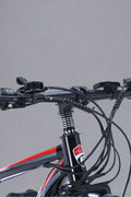 500W electric mountain bike with 26 inch wheels and disc brakes
Rear hub motor and 48V battery mounted on aluminum frame
Side view of electric mountain bike with front suspension
Handlebar and display panel of 21-speed electric bike
29 inch aluminum electric bike with 48V lithium battery