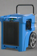 LookDry 50L LGR dehumidifier on wheels

Commercial restoration dehumidifier in blue

Digital control panel of dehumidifier

Rear view showing drainage hose port

LookDry portable dehumidifier for flood repair