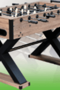 54 Inch Excalibur Foosball Soccer Table with Driftwood Finish, X-Base Legs, and Ball Return – Model 126424 for Rustic Game Rooms