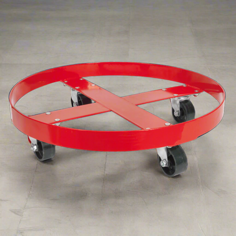 Heavy-Duty 55 Gallon Drum Dolly with Swivel Casters – Red Steel Frame
Top View of 55 Gallon Drum Dolly with 2.5 Inch Lip – Model 6891610