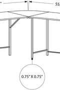 L-shaped white computer desk in home office with black frame

KW719W corner workstation desk with dual screen setup

55 inch modern corner desk for small space

L-shaped study desk with laminate top and metal legs
