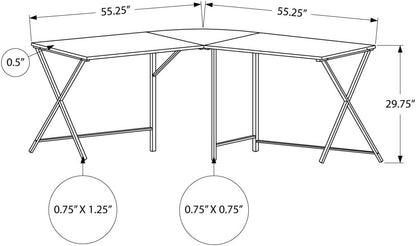 L-shaped white computer desk in home office with black frame

KW719W corner workstation desk with dual screen setup

55 inch modern corner desk for small space

L-shaped study desk with laminate top and metal legs