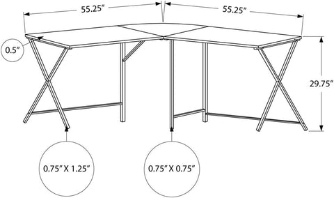 L-shaped white computer desk in home office with black frame

KW719W corner workstation desk with dual screen setup

55 inch modern corner desk for small space

L-shaped study desk with laminate top and metal legs