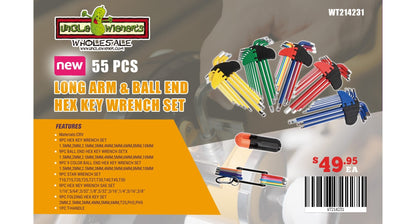 New 55 Pcs Long Arm & Ball End Hex Key Wrench Set WT214231 - with | Sold by Uncle Wiener's Wholesale