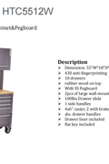 55 inch stainless steel garage cabinet with drawers and pegboard – HTCS52W
Tool chest with wood top and upper storage cabinets for workshop use
