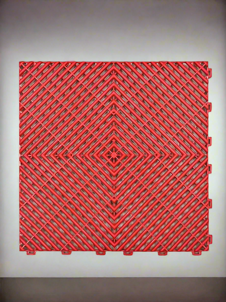 Red interlocking drainage tile for outdoor and garage use

Black modular drainage tile with open-grid pattern

Gray drainage tile with non-slip texture and interlocking edges