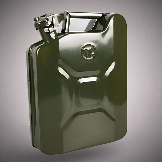 Metal Fuel Jerry Can – Military Green, Heavy-Duty Gas & Diesel Storage – 5L, 10L, 20L