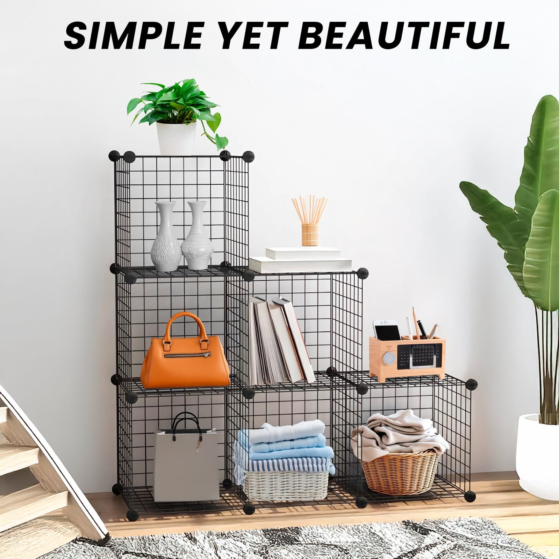 New 6 & 12 Cube Modular Wire Storage Rack – Stackable Grid Organizer Closet & Garage Shelf - with 6 - Cube | Sold by Uncle Wiener's Wholesale