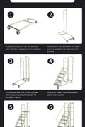 NEW 6 & 8 STEP ROLLING INDUSTRIAL SAFETY WAREHOUSE LADDER - with 4.2 FT | Sold by Uncle Wiener's Wholesale