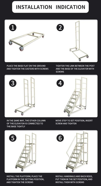 NEW 6 & 8 STEP ROLLING INDUSTRIAL SAFETY WAREHOUSE LADDER - with 4.2 FT | Sold by Uncle Wiener's Wholesale