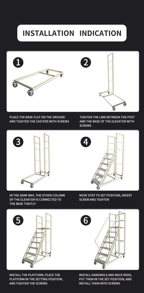 NEW 6 & 8 STEP ROLLING INDUSTRIAL SAFETY WAREHOUSE LADDER - with 4.2 FT | Sold by Uncle Wiener's Wholesale